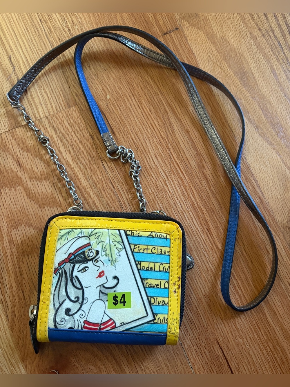 Brighton Women’s Yellow and Blue Graphic Crossbody Wallet